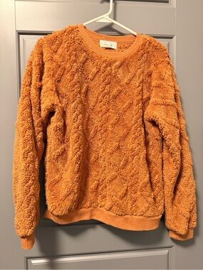 Love Life Burnt Orange Faux Fur Cozy Plush Sweater SMALL